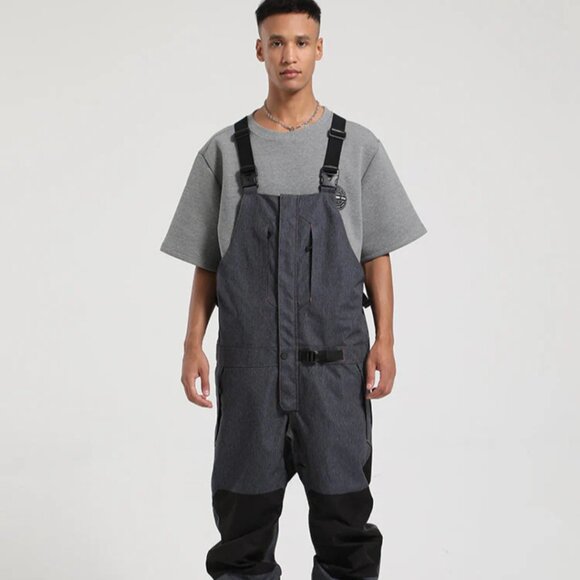 Gsou Snow Men's Navy Full Front Zip Snow Bibs with Hook & Loop Closure Size XXL - Picture 2 of 7